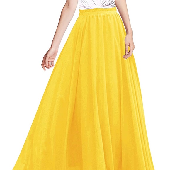 Yellow Chiffon Maxi Skirt - Picture 1 of 3